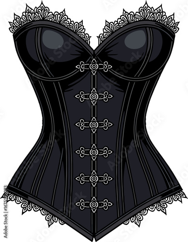 Black Lace Corset Top Gothic Victorian Waist Trainer