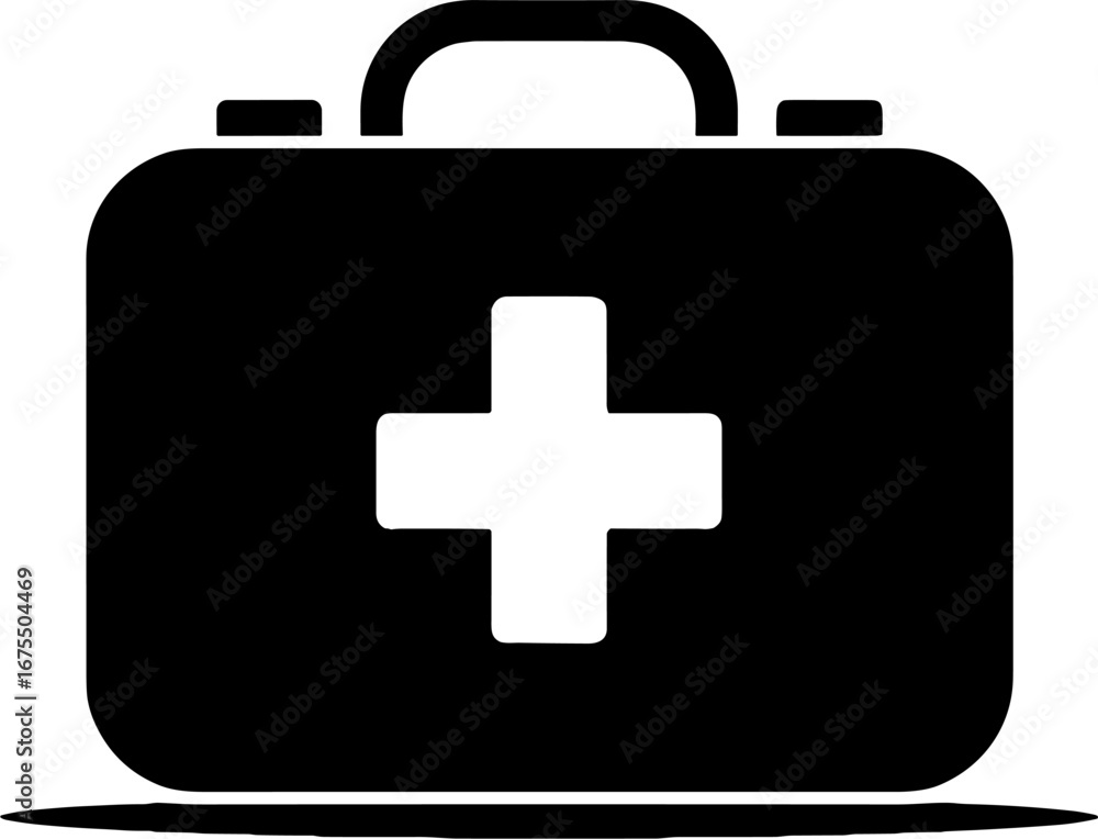 Fototapeta premium Black First Aid Kit for Medical Emergency and Health Applications