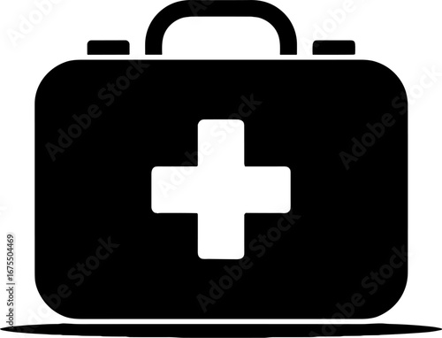 Black First Aid Kit for Medical Emergency and Health Applications