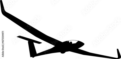 Glider Silhouette in Flight for Aviation Theme Design and Art