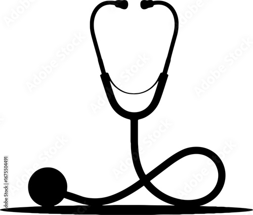 Stylish Stethoscope Silhouette for Medical Illustrations and Designs