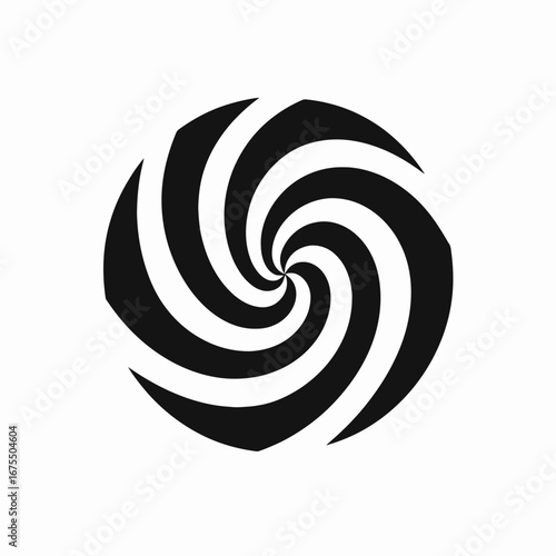 Hypnotic rotating swirl design on a white background creates a captivating silhouette