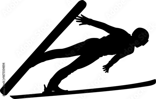 Dynamic Ski Jumper Silhouette in Action Perfect for Sports Designs