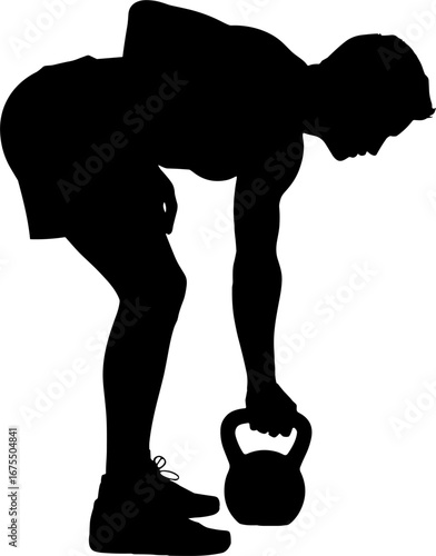 Kettlebell Deadlift Silhouette Fitness Exercise for Workout Graphics
