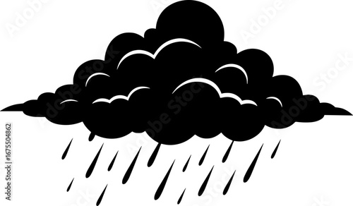 Black Rain Cloud with Raindrops Graphic for Weather Illustrations
