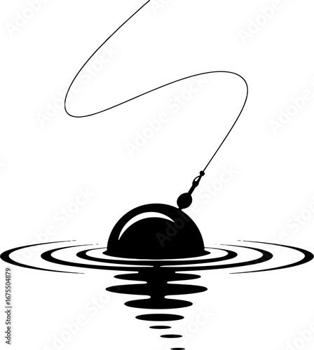 Fishing Bobber Floating on Water Surface with Ripple Effects