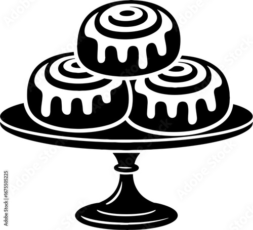 Delicious Frosted Buns on Elegant Cake Stand for Culinary Design