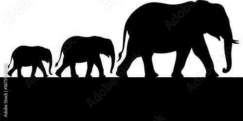 Elephant Family Silhouette Design for Nature Themes and Decor