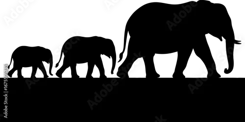 Obraz Elephant Family Silhouette Design for Nature Themes and Decor