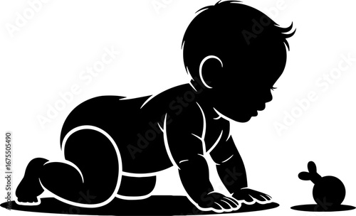 Crawling Baby Silhouette Design for Nursery Art and Baby Decor