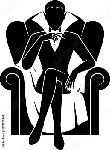 Elegant Silhouette of a Sophisticated Person in Armchair
