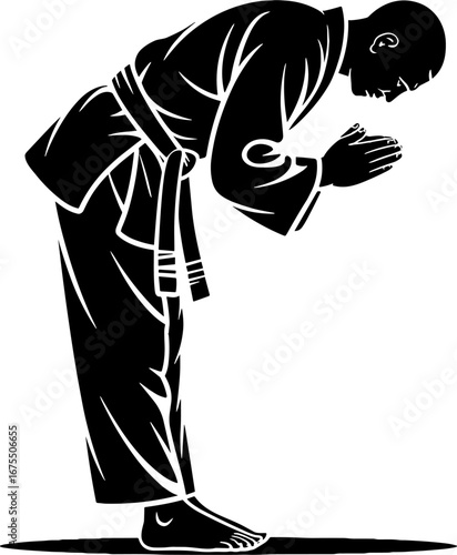 Martial Arts Practitioner Bowing with Respect and Humility