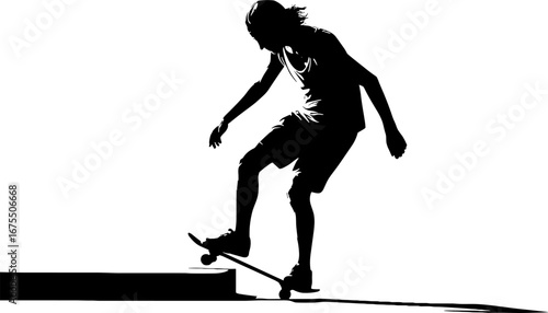 Skateboarder Performing Trick on Edge of Ramp Silhouette Design