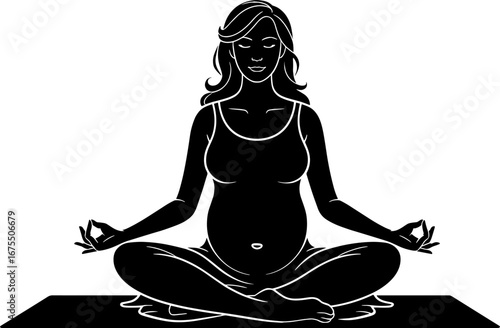 Pregnant Woman Meditating in Yoga Pose for Wellness and Calm