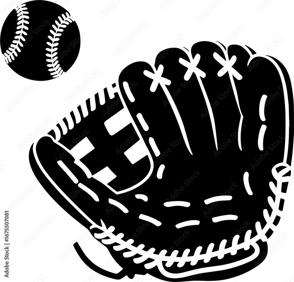 Naklejka premium Baseball Glove Catching Ball Perfect for Sports Design Projects