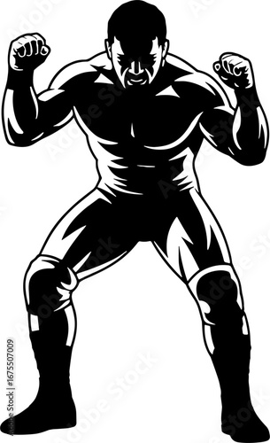 Dynamic Strongman Silhouette Powerful Pose for Fitness Themes