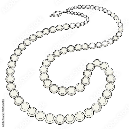 Vector art of elegant pearl necklace, a timeless fashion accessory for women, adding a touch of vintage glamour to any outfit