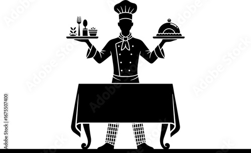 Chef Serving Gourmet Dishes in Elegant Culinary Presentation