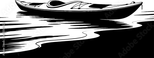 Silhouette of a Kayak on Calm Water for Outdoor Adventure Themes