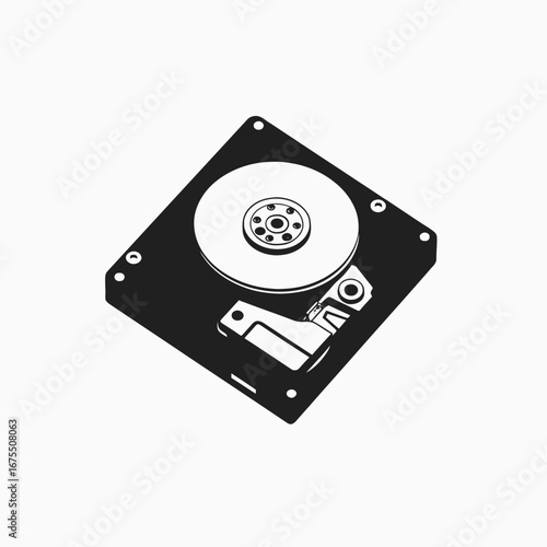 Minimalist hard drive vector for data and storage solutions silhouette