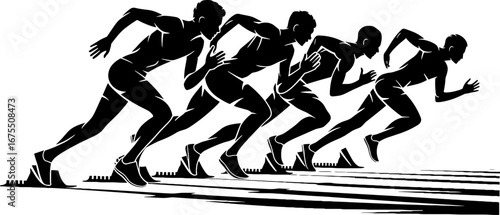 Dynamic Silhouette of Runners Sprinting in a Race
