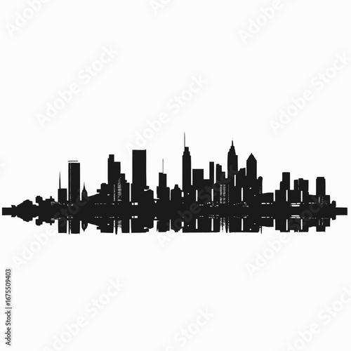 Striking metropolitan cityscape reflected with dramatic architecture, modern urban skyline silhouette