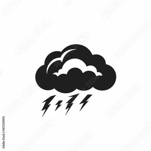 Dramatic stormy clouds and lightning black illustration vector weather silhouette