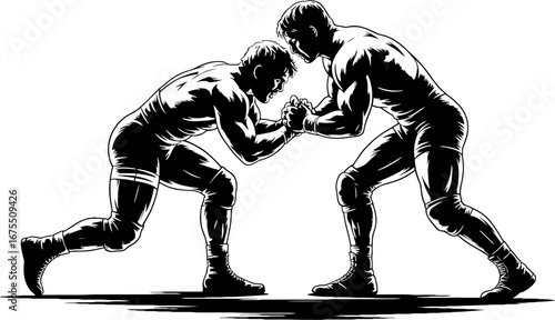 Dynamic Arm Wrestling Competition Between Two Athletic Men