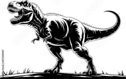 Dynamic Fierce Tyrannosaurus Rex Dinosaur Illustration for Design
