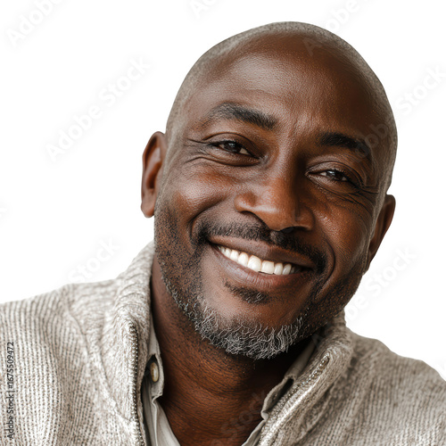 Joyful African American Man Smiling at Camera isolated transparent png background