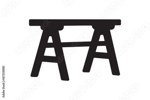 Minimalist Sawhorse Table Silhouette Icon for Woodworking and Construction Designs