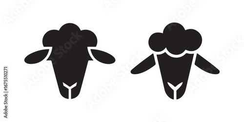 Simple Sheep Head Silhouette Icons for Farm and Livestock Themed Designs