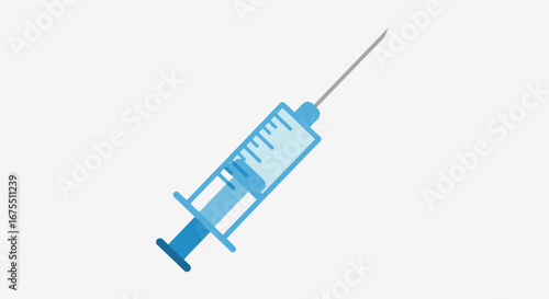 Medical Syringe Illustration for Vaccination Campaigns, Healthcare Awareness, and Medical Equipment Advertising with a Clean, Modern, and Informative Design