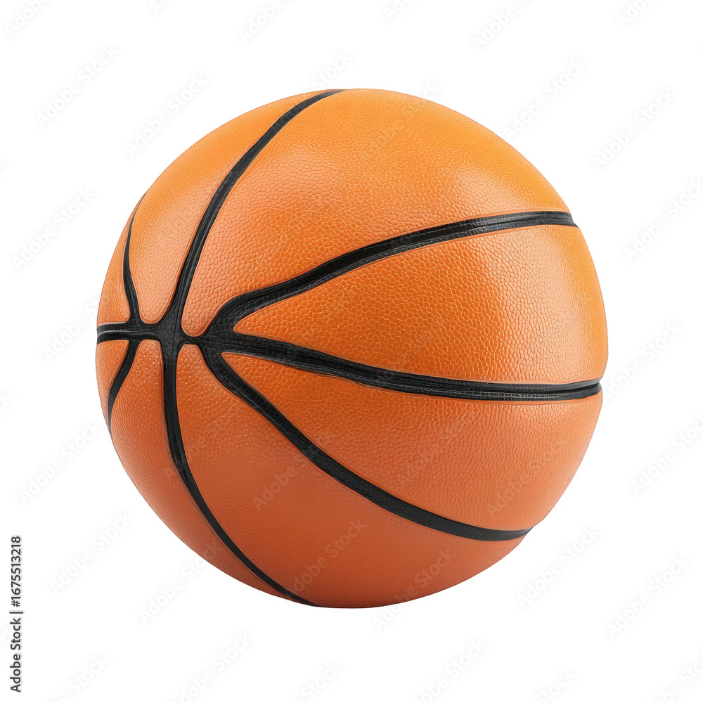 Fototapeta premium Orange Basketball with Black Lines on Transparent Background