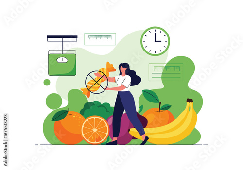 Healthy eating habits promoting weight loss and balanced nutrition for a fit lifestyle