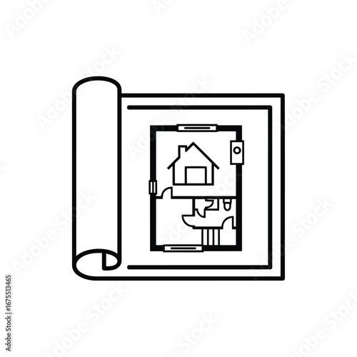 Vector illustration of architectural blueprint of a house plan