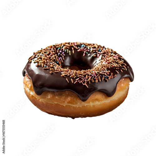 set of chocolate donut ,isolated on transparent png
