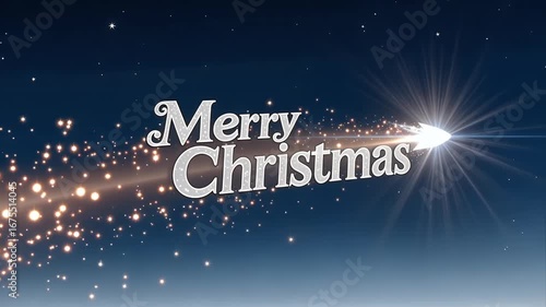 Sparkling Merry Christmas greeting with bright light burst and festive bokeh effects