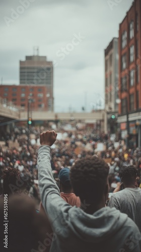 Crowds gather for peaceful protest in urban city