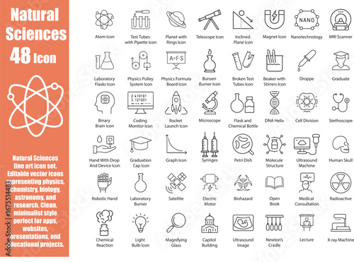 Natural Science Icon Set, Vector Illustration