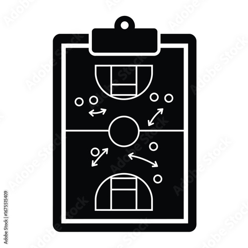 Basketball playbook clipboard with strategy tactic