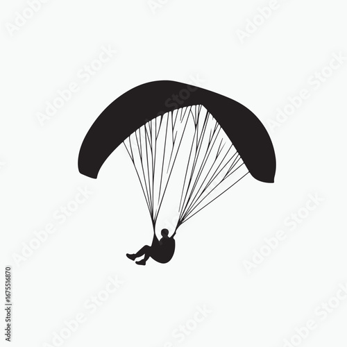 paraglider silhouette on white