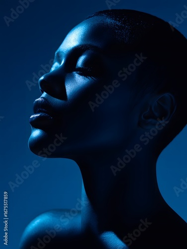 Digital Elegance - Silhouetted Figure in Tech-Inspired Gradient Composition