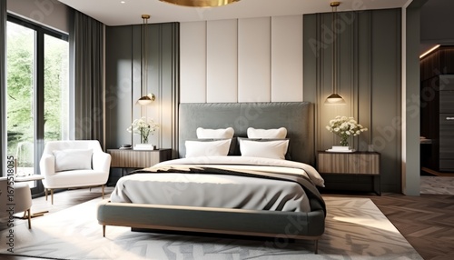 Wallpaper Mural Sleek and contemporary master bedroom with a neutral color palette  Torontodigital.ca