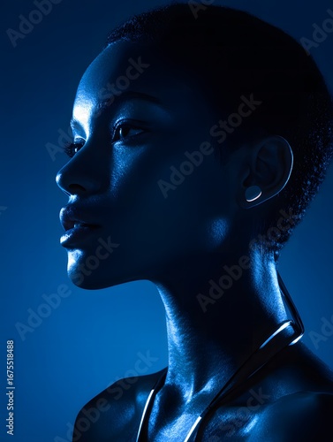 Editorial Concept Shot - Glossy Human Texture in Futuristic Lighting