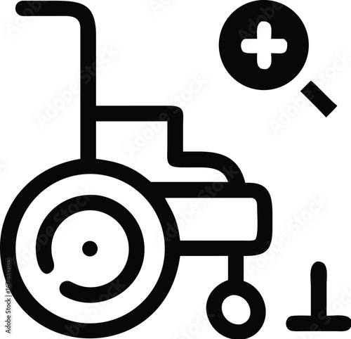 Wheelchair outline with joystick and sensor nodes mobility