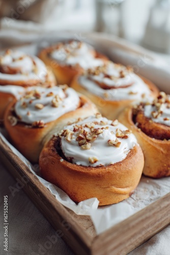 Cinnamon rolls dessert, autumn background, fall seasonal dessert, aesthetic, instagrammable, beautiful fall photo. For social media posts