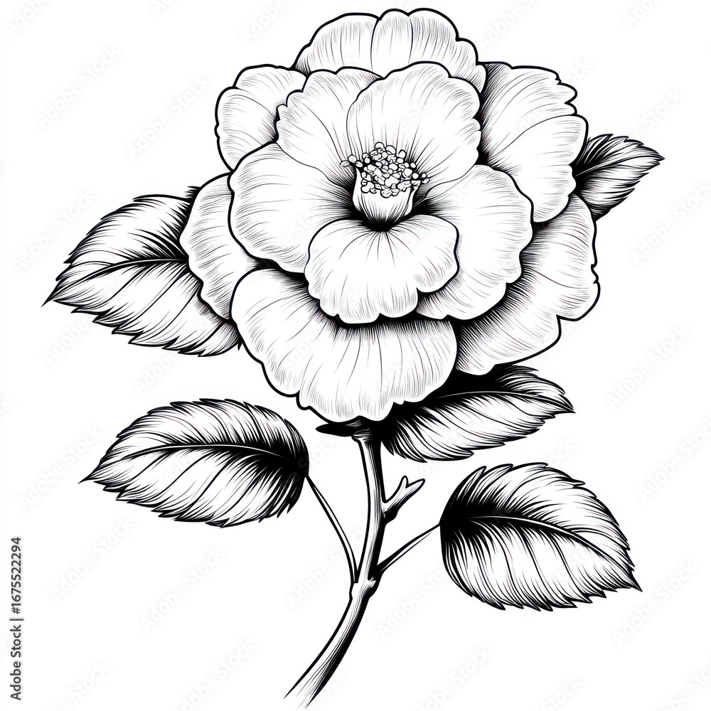 Fototapeta premium Elegant monochrome flower illustration
