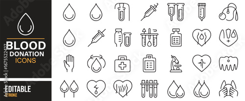 Blood donation awareness vector pack – medical tools, drops, transfusion symbols