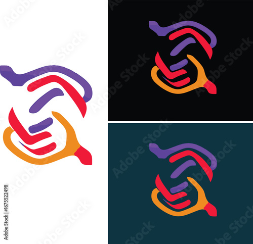 Stylized Interlocking Hands Logo Design with Bold Typography.eps